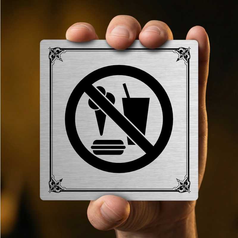 Zákaz vstupu s jídlem, 148x148mm, stříbrná, Utah